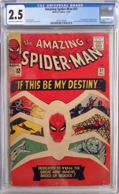 🕸Amazing Spider-Man #31 Cgc 2.5*1965 Marvel*1St App Gwen Stacy*Stan Lee*Ditko🕷