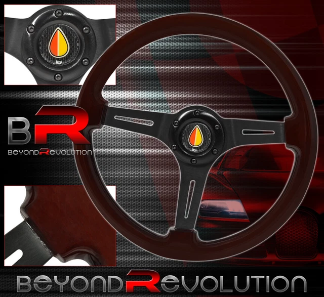 350mm Dark Wood Tuning Light Weight Steering Wheel Jdm Vip Orange Yellow