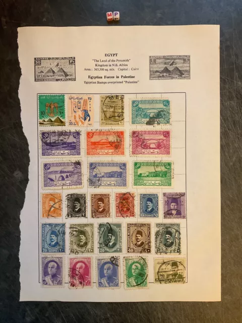 VINTAGE COLLECTION OF HINGED & USED EGYPT STAMPS , great For A Collector Hobby