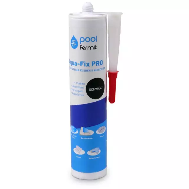 Aqua-Fix Pro Ms-Polímero Sellador + Pegamento De pool fermit, Color: Negro