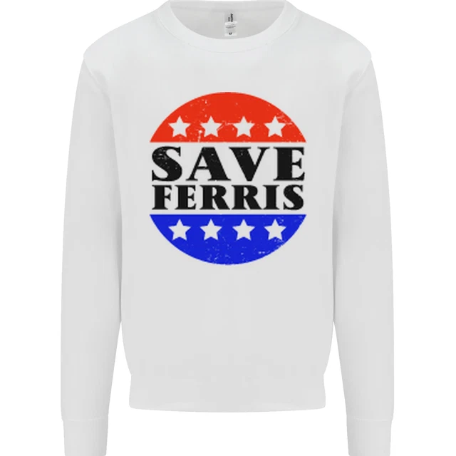 Save Ferris Distressed Funny 80s Movie Kids Sweatshirt Jumper