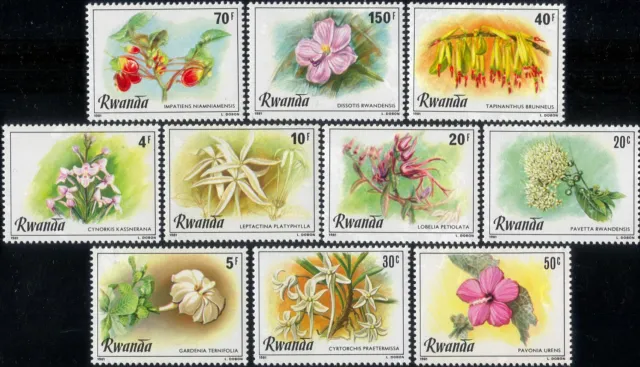 Rwanda 1981 Orchids/Flowers/Plants/Nature/Horticulture 10v set (n22307)