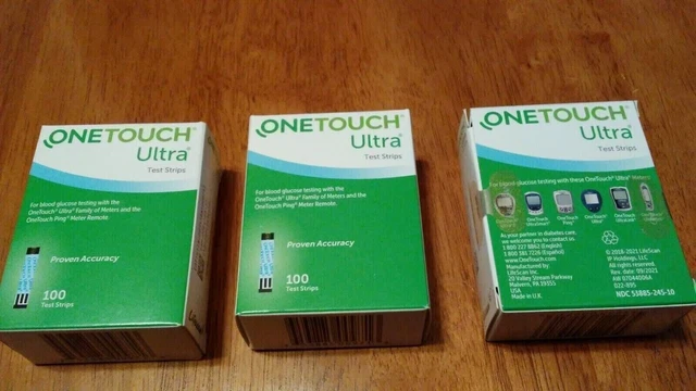 300 tiras reactivas para diabéticos al por menor ONE TOUCH ULTRA 3x100 ct EXP 06/30/2024