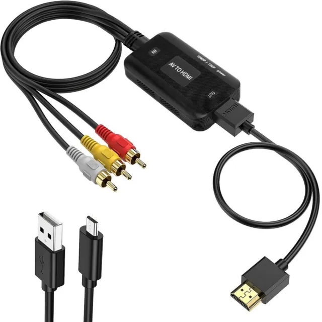 PAL NTSC 1080P AV to HDMI Cable RCA to HDMI Converter 3 RCA CVBS Composite