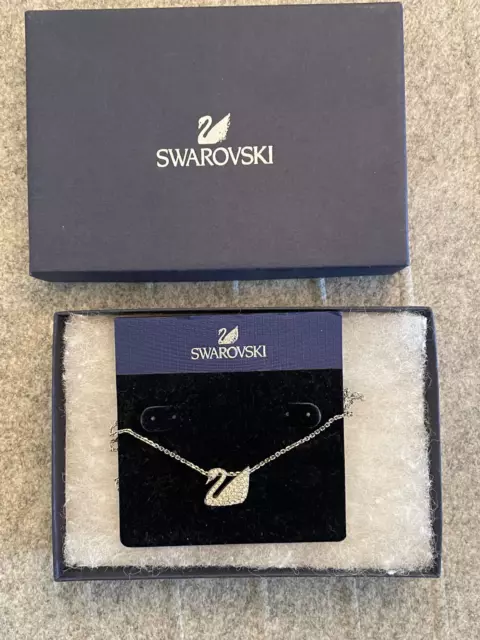 SWAROVSKI Swan Pendant Necklace 5512094 Silver 16” NIB