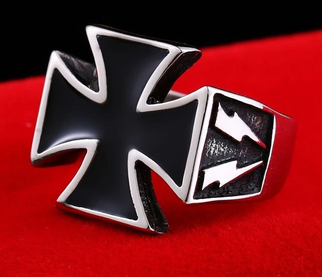 Bague chevalière Templier Acier inoxydable 316L Croix des templiers Croix pattée