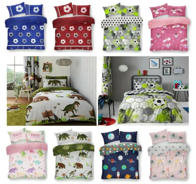 Kids Childrn Design Dootball Dino Elephant Single Duvet Cover Or Sheet Bed Set