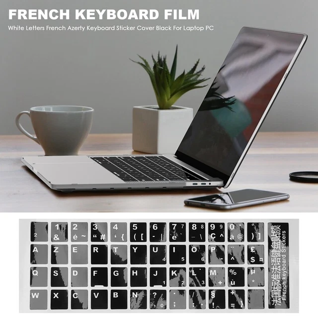 Keyboard With French Lettering WHITE LETTERS FRENCH Azerty Keyboard Sticker Cover Black for Laptop PC ...