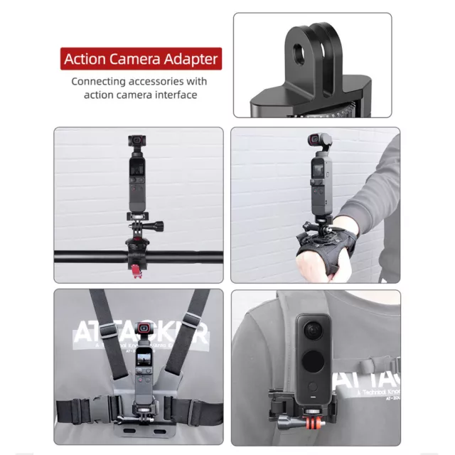 1/4 Screw Head Camera Mount 360 Rotation Adapter for POCKET 2 Insta360 ONE X2/X