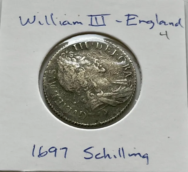 1697 Schilling, King William III English coin (e4)