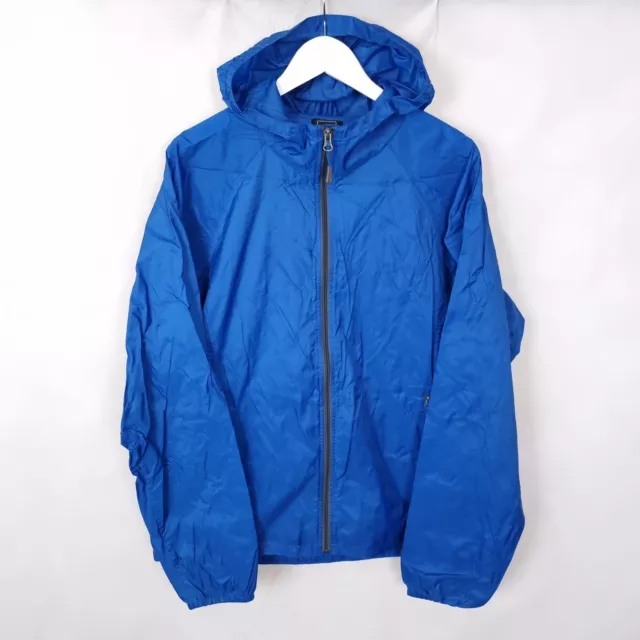 THE NORTH FACE Lightweight Windbreaker Jacket Mens L Large Hooded Rain Coat Blue