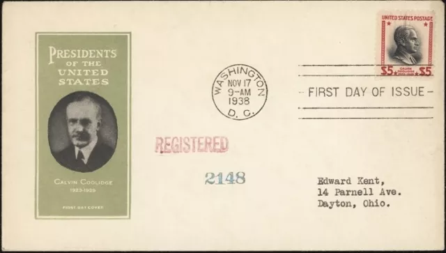 U.S 1938. Premier Jour Housse Ioor Cachet 834 B