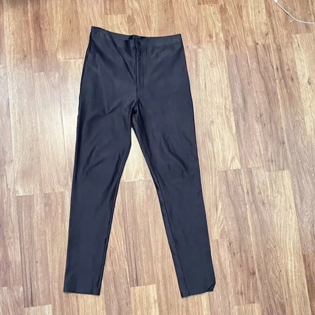 American Apparel Disco Pants Nylon Small Black High Rise Skinny Shiny Stretch