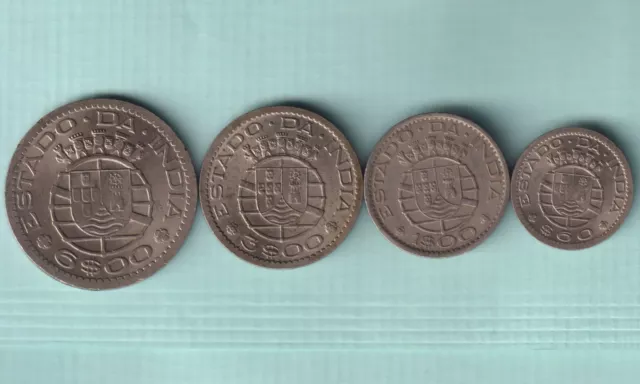 Portuguese India Goa Set Of 4 Nickel Coins Top Grade