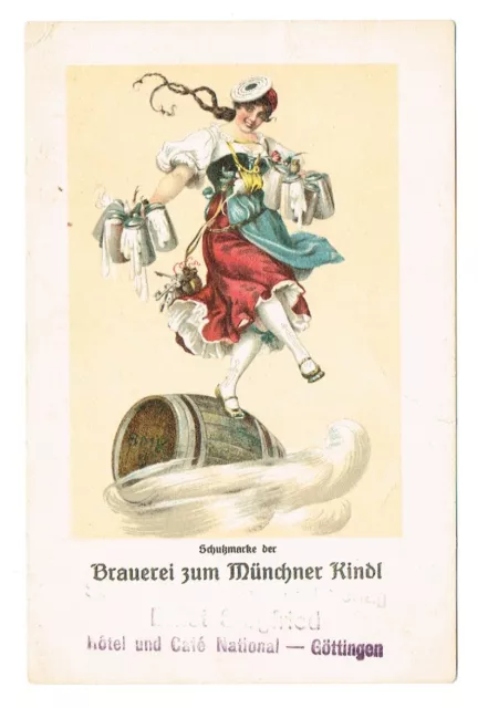 AK Brauerei Münchener Kindl - Stempel Hotel + Cafe National Siegfried Göttingen