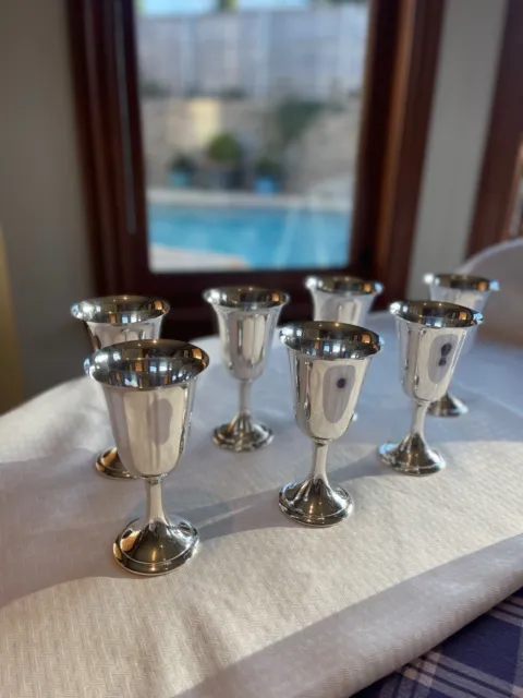 7 Vintage ALVIN STERLING Silver Goblet Cups #S249 NO MONOGRAM Wine Water Chalice