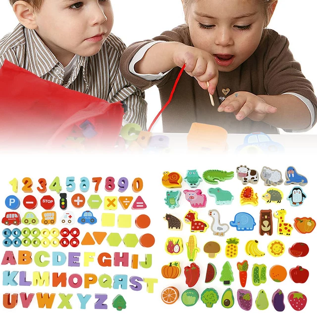 Toddlers Wooden Learning Threading Toys for Girl Boys Baby Age 1 2 3 4 tyfTV