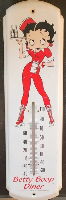 Vintage Betty Boop Drive In Diner Waitress Thermometer Metal Sign 17"