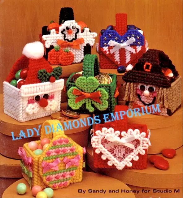 Folleto artesanal de lona de plástico vintage mini cestas de vacaciones 1456, 7 diseños