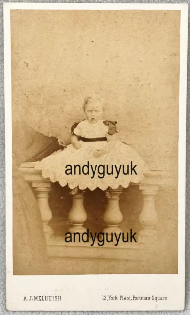 Cdv Hidden Mother Arm Hand And Boy In Dress Melhuish London Antique Photo