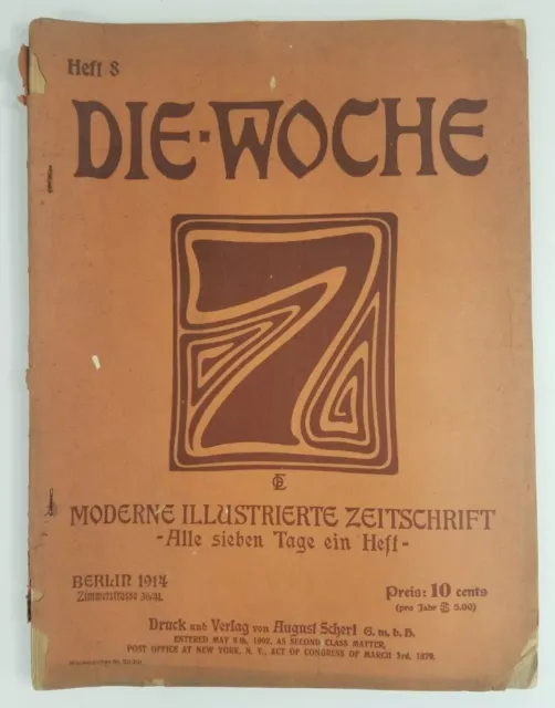 Die Woche This Week 1914 #8 German Illustrated magazine news vintage ads photos