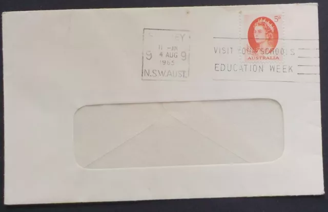 1965 Sydney 9.NSW Machine Postmark Slogan Cover.Visit Your Schools(LotE723p)