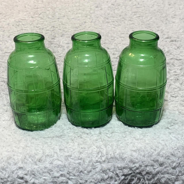 Vintage 1980's Mickey's Malt Liquor Green Barrels Bottles Set Of 3 EMPTY