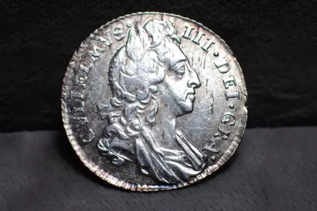 England Great Britain 6 Pence King William III Silver Coin 1696 UNC