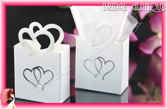 *FACTORY 2NDS* 100pc TWIN HEARTS Box Wedding Bomboniere Favour Candy Gift