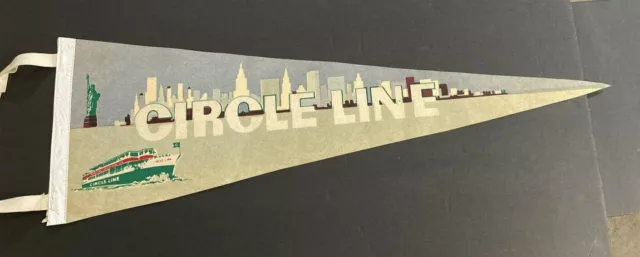 Vintage 1960's New York Circle Line Statue Of Liberty Souvenir Travel Pennant