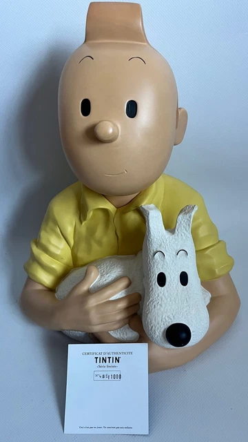 Buste Tintin 32 Cm – Chemise Jaune, Résine, Années 90 (neuf)