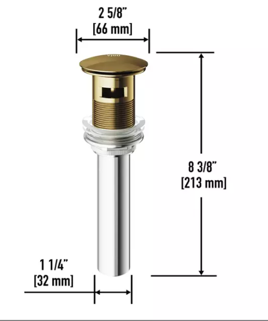 Anillo emergente de drenaje y montaje para lavabo de baño VIGO VG07000MG dorado 2