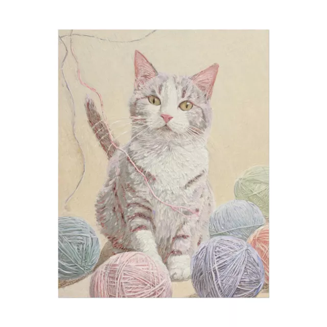 Tabby Cat & Yarn Painting Print | Cat Wall Art & Posters | FREE SHIPPING