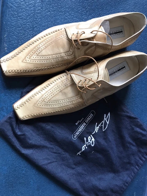 MENS SIZE 42 Dino Bigioni Shoes Rare Cream Leather Mens Uk  display picture 1