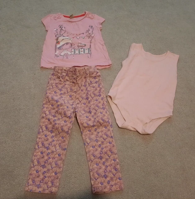 Pacchetto bambina 18-24 mesi Next Cords TU abito estivo floreale floreale rosa