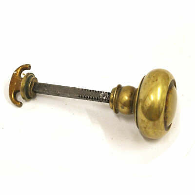 Antique Polished Brass Closet Door Knob w Latch Circle Design