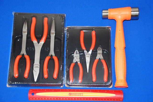 NEW Snap-On 7 Piece Orange Plier, Needle Nose , Cutter, Long Nose & Hammer Set NEW Snap-On 7 Piece Orange Plier, Needle Nose , Cutter, Long Nose & Hammer Set