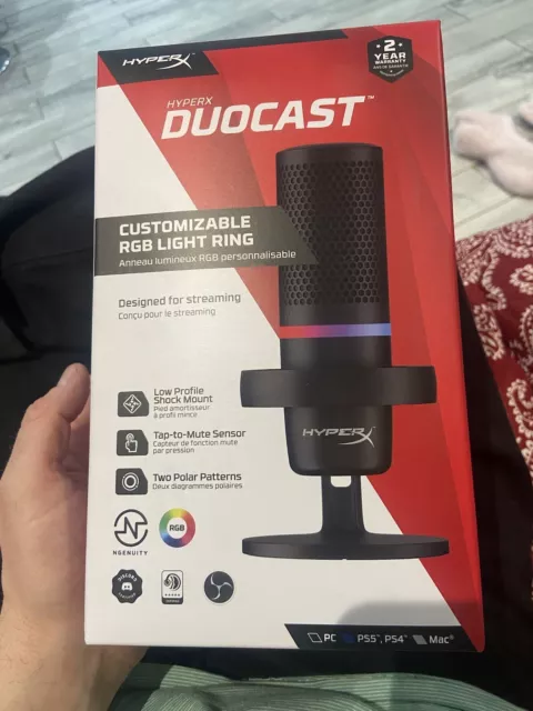 HYPERX DuoCast Streaming Microphone Customisable RGB Light Ring USB - Black