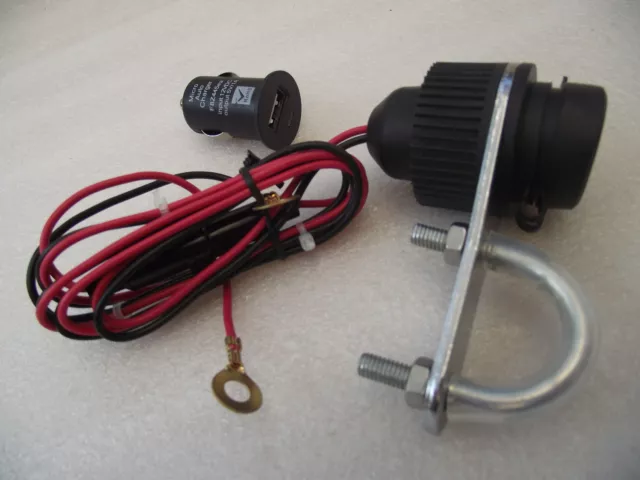 Handlebar mounted power switch for sat nav, phone, ipod, with usb adaptor 12v