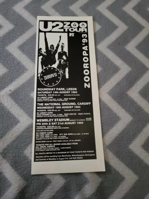 Tpql1 Advert 11X4 U2 : Zoo Tour Dates : Zooropa '93