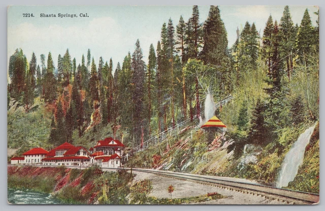 California~Shasta Springs Summer Resort~On Main Line Southern Pacific RR~Vtg PC