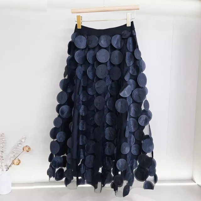 Long Mesh Tulle Skirt Elastic Polka Dot Dress Half-Length Underskirt  Fashion