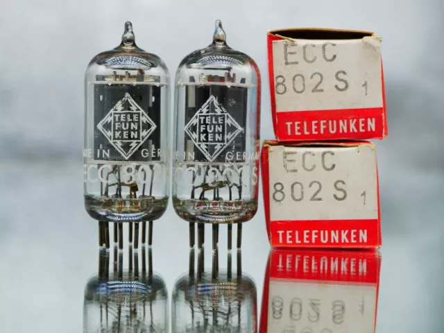 matched pair Telefunken ECC802-S E82CC with Diamond Low-Noise Tube NOS/NEW 3/4 -