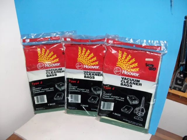 3 Packs Of Genuine Hoover Type J Vacuum Cleaner Bags 12 Total Bags 4010 010J