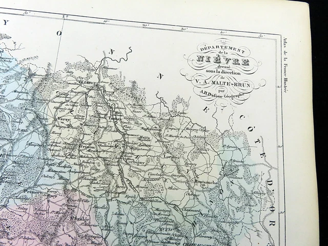 Antique Map of Nevers Cosne Cours sur Fourchambault Loire Nievre France 1853 3