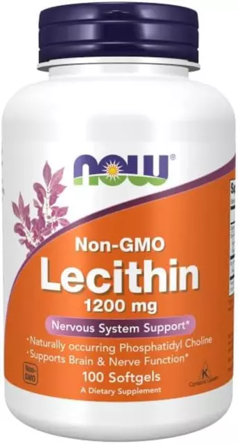 Now Foods, Lecithin (Lécithine De Soja), 1200Mg, Hautement Dosé, 100 Capsules Mo