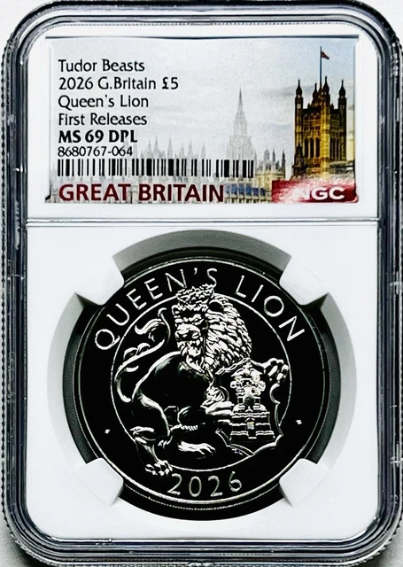 2022 GREAT BRITAIN 5Pd Ngc Ms69 Dpl Queens Tudor Beasts Lion Of