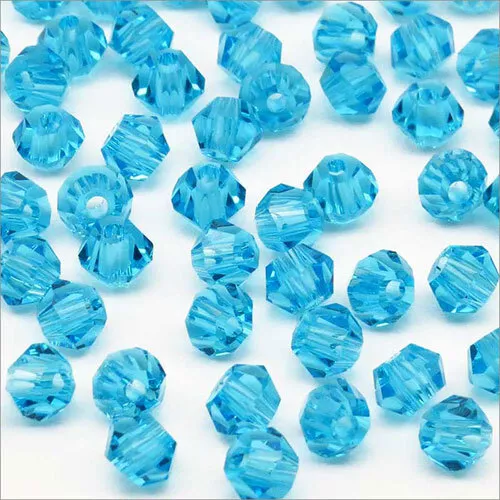 Lot de 40 Perles Tchèques Toupies en Cristal 4mm Aquamarine