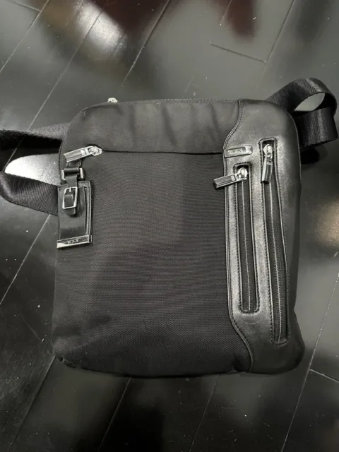 Tumi Arrive ‘McCarren’ Black Nylon and Leather Messenger Bag