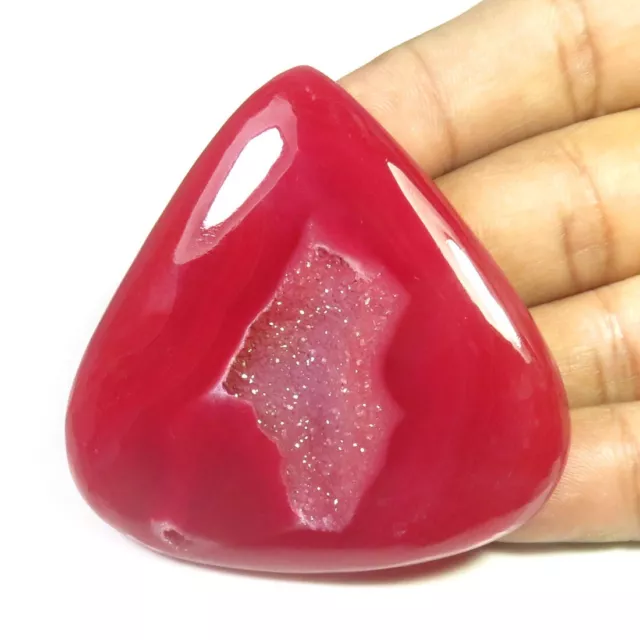 Naturel Onyx Géode Druse Cabs 53x53mm Rouge Agate Coeur Gemmes 131cts OND-1273